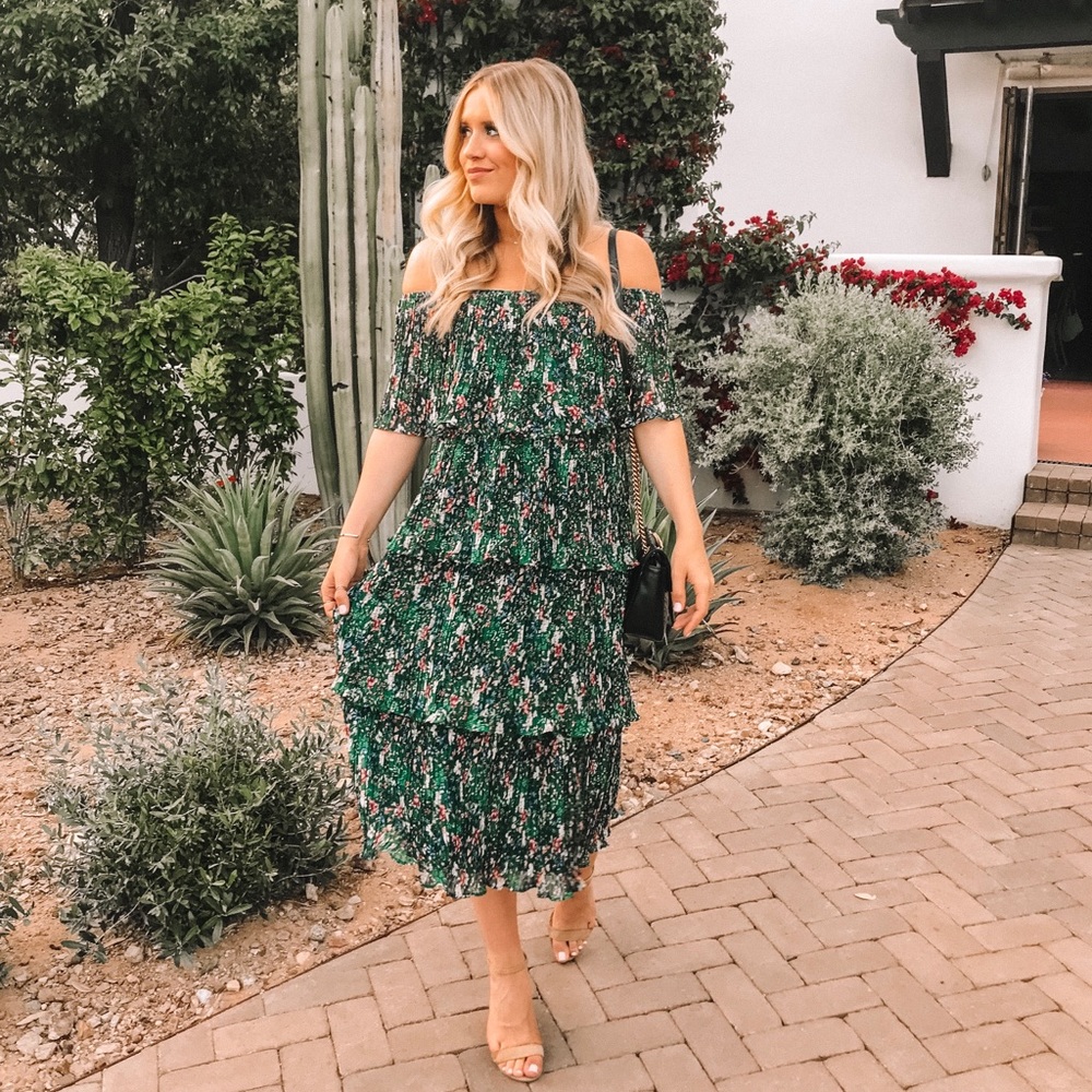 Ruffled floral midi dress